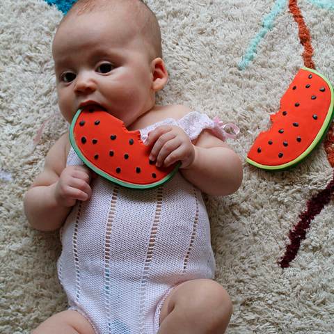 Natural Rubber Teether | Wally the Watermelon - Moo Like a Monkey