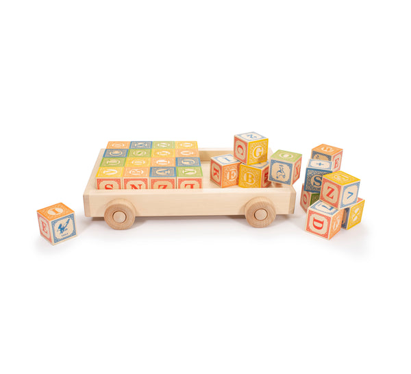 Classic Wooden ABC Blocks with Wagon
