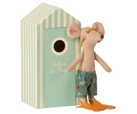 Maileg | Beach Hut Mouse - Big Sibling in Shorts and Goggles