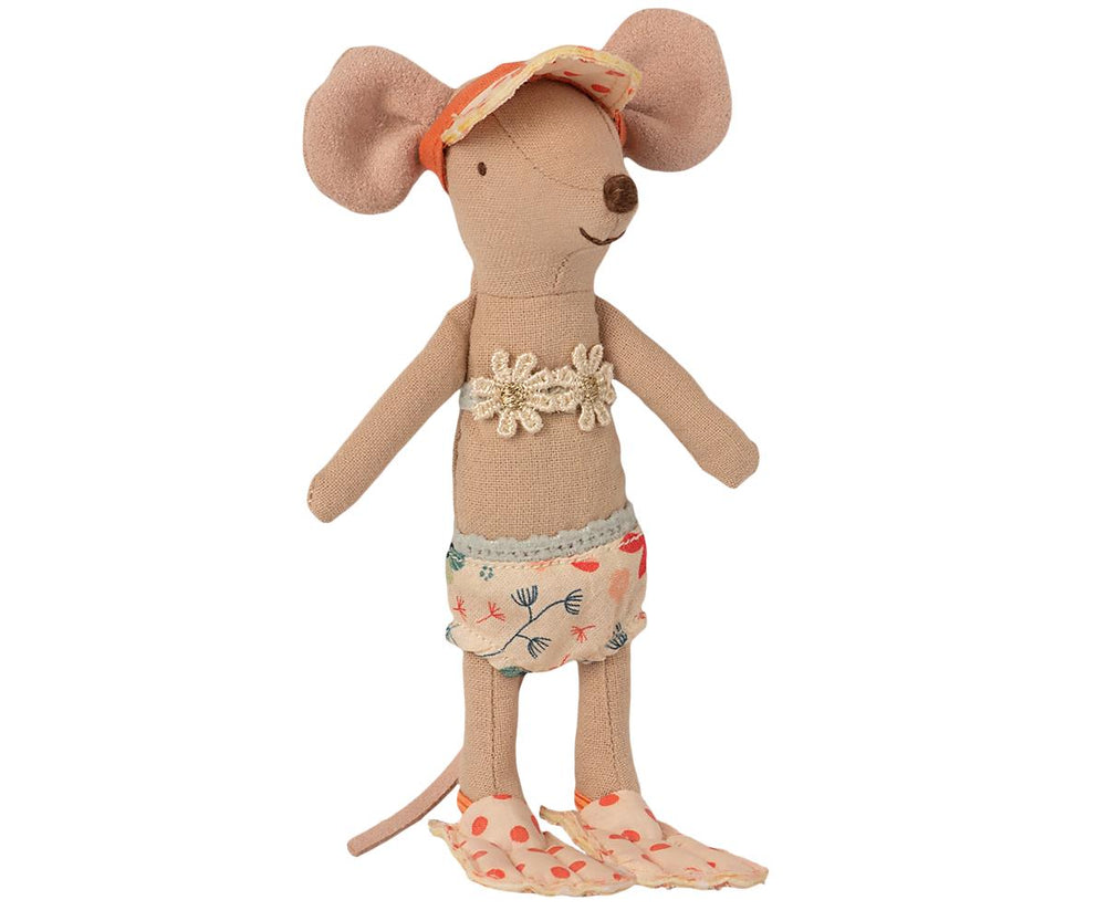 Maileg | Beach Hut Mouse - Big Sibling In Floral Swimwear