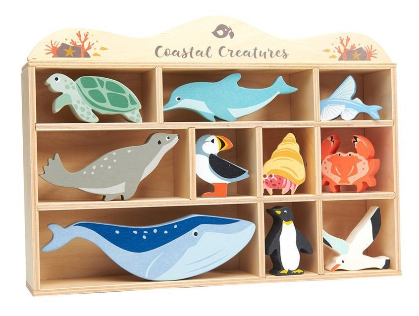 Wooden Shelf With Coastal Creatures - Moo Like a Monkey