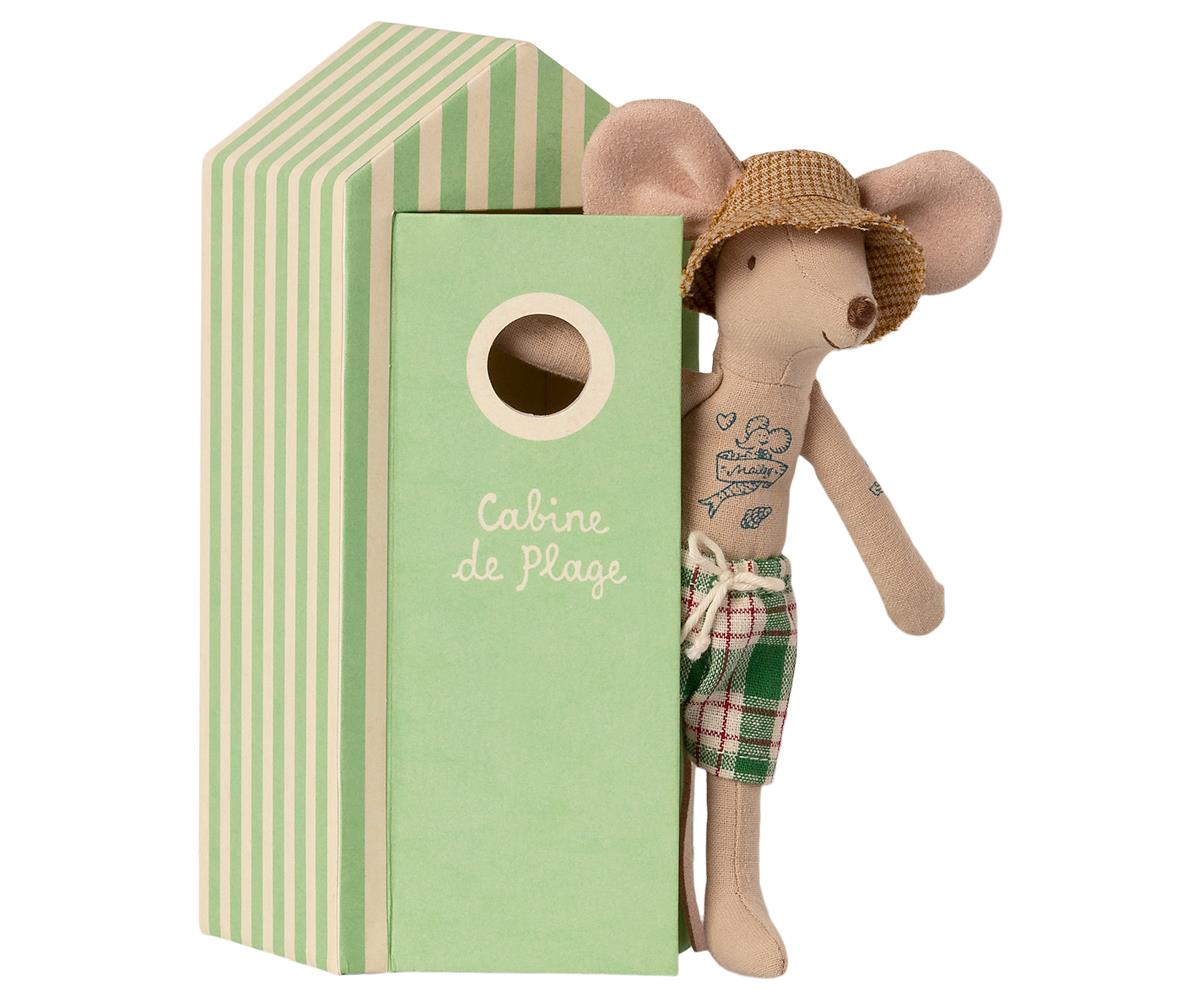 Maileg | Beach Hut Mouse - Adult in Shorts and Tattoos - Moo Like a Monkey