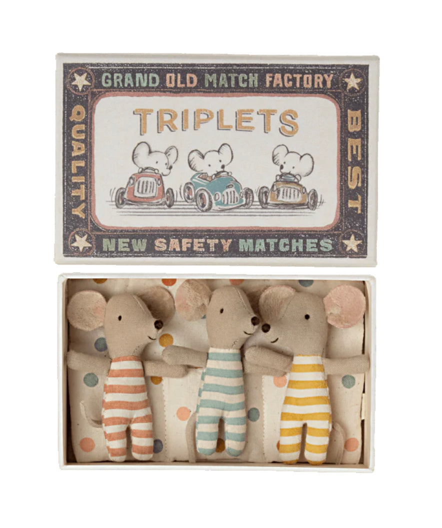 Maileg | Matchbox Mouse - Baby Triplets