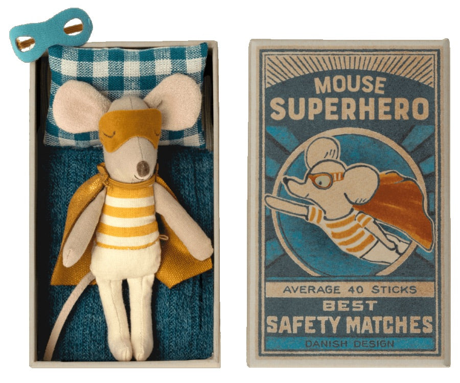 Maileg | Little Superhero Mouse in Matchbox - Moo Like a Monkey