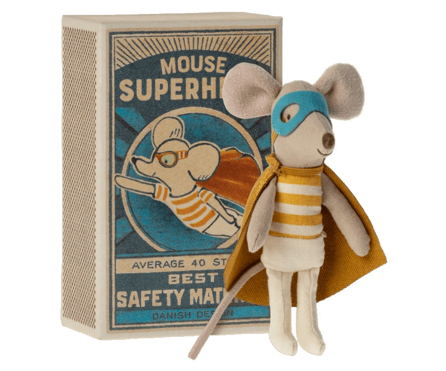 Maileg | Little Superhero Mouse in Matchbox - Moo Like a Monkey