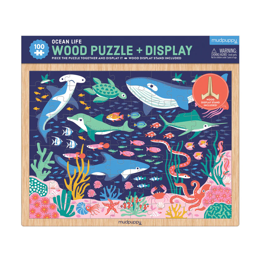 Ocean Life Wood Puzzle With Display Stand - Moo Like a Monkey